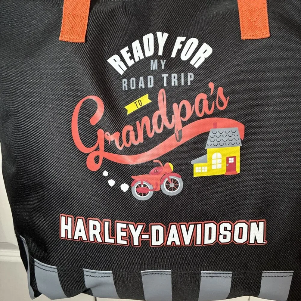 Harley-Davidson Tote Bag Orange “Ready For Road Trip To Grandpa’s” Padded